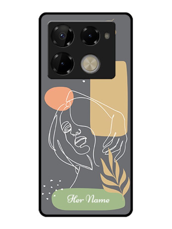 Custom Infinix Note 40 Pro 5G Custom Glass Phone Case - Gazing Woman Line Art Design