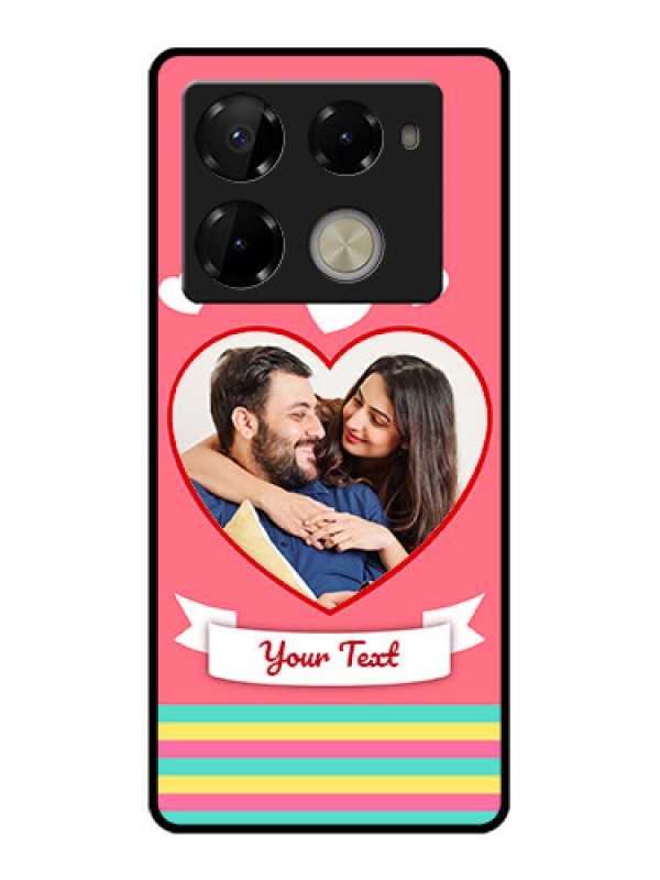 Custom Infinix Note 40 Pro Plus 5G Custom Glass Phone Case - Love Shapes Doodle Design