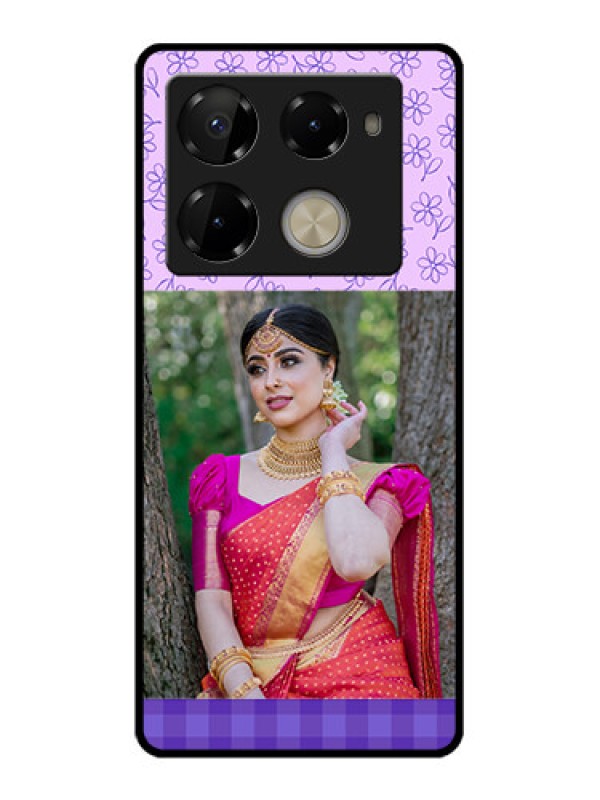 Custom Infinix Note 40 Pro Plus 5G Custom Glass Phone Case - Purple Floral Design