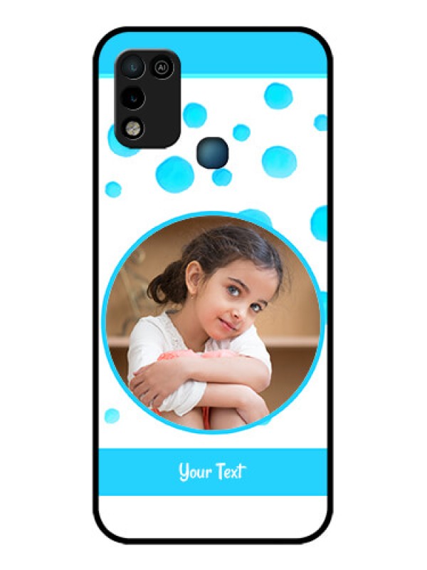 Custom Infinix Smart 5 Photo Printing on Glass Case - Blue Bubbles Pattern Design