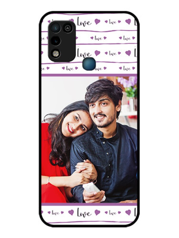 Custom Infinix Smart 5 Custom Glass Mobile Case - Couples Heart Design