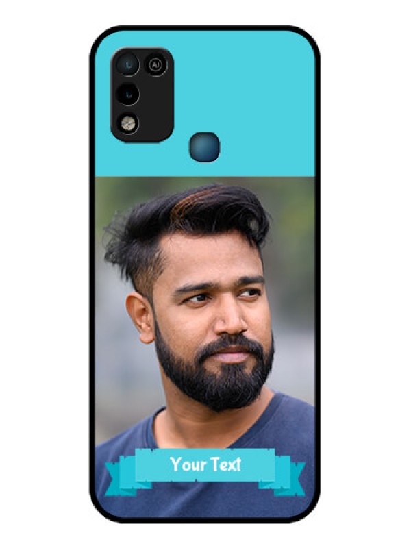 Custom Infinix Smart 5 Personalized Glass Phone Case - Simple Blue Color Design