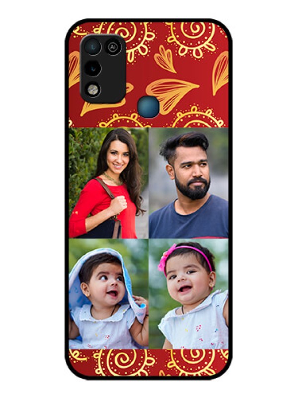 Custom Infinix Smart 5 Photo Printing on Glass Case - 4 Image Traditional Design