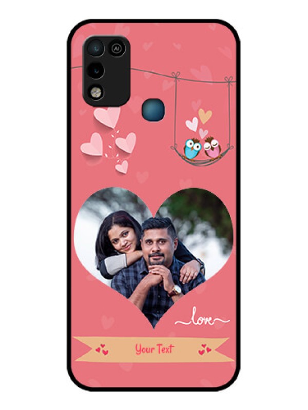 Custom Infinix Smart 5 Personalized Glass Phone Case - Peach Color Love Design
