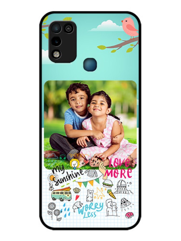 Custom Infinix Smart 5 Photo Printing on Glass Case - Doodle love Design