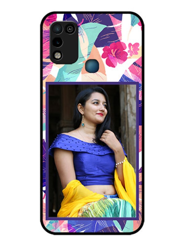Custom Infinix Smart 5 Custom Glass Mobile Case - Abstract Floral Design