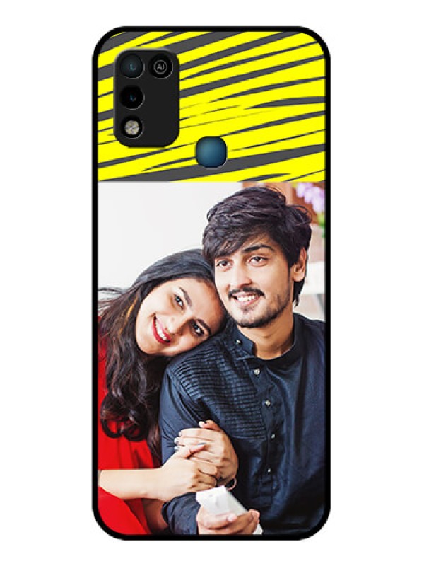 Custom Infinix Smart 5 Photo Printing on Glass Case - Yellow Abstract Design