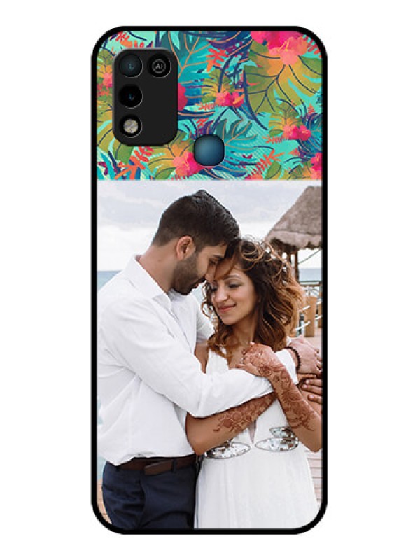 Custom Infinix Smart 5 Photo Printing on Glass Case - Watercolor Floral Design