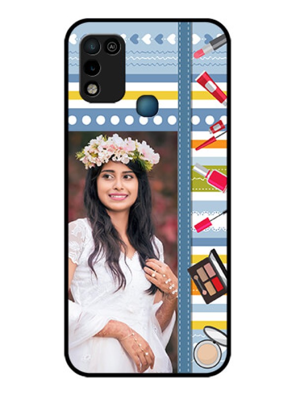 Custom Infinix Smart 5 Personalized Glass Phone Case - Makeup Icons Design