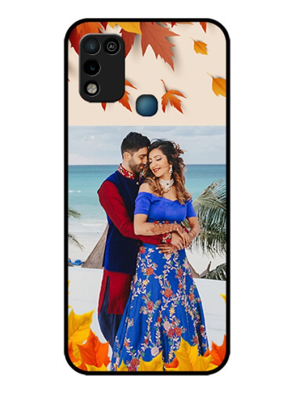 Custom Infinix Smart 5 Photo Printing on Glass Case - Autumn Maple Leaves Design