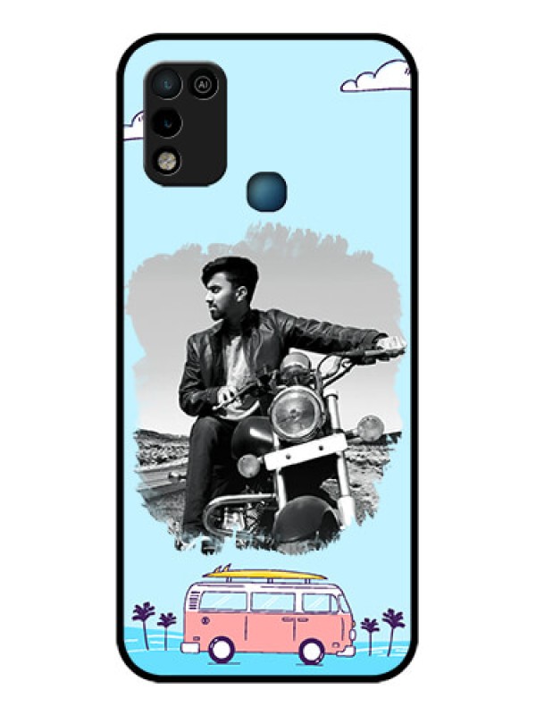 Custom Infinix Smart 5 Photo Printing on Glass Case - Travel & Adventure Design