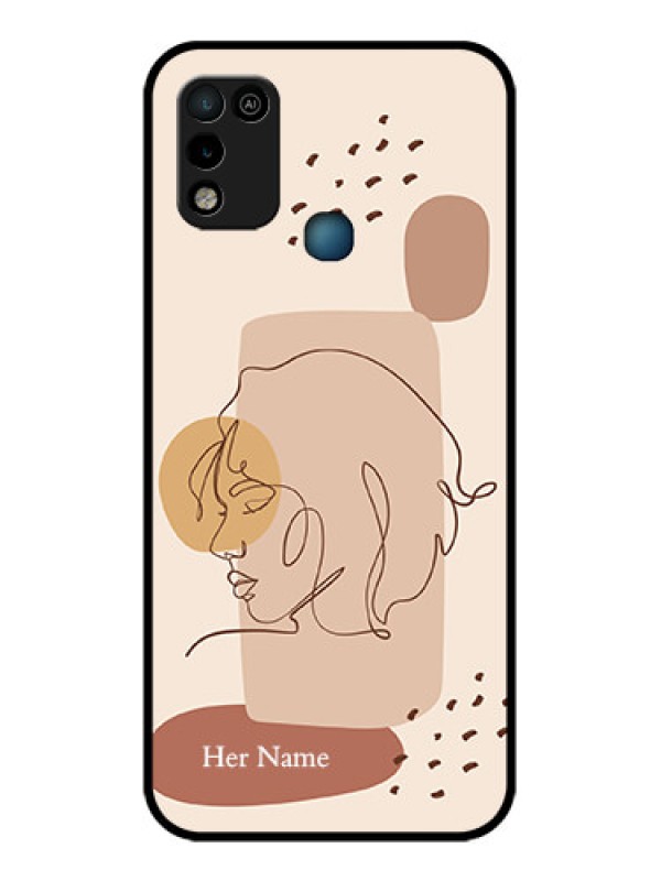 Custom Infinix Smart 5 Photo Printing on Glass Case - Calm Woman line art Design