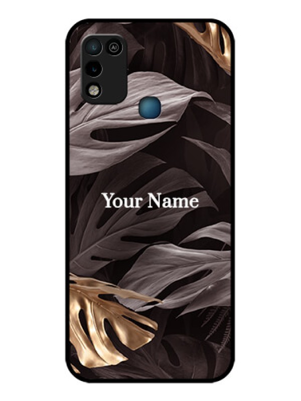 Custom Infinix Smart 5 Personalised Glass Phone Case - Wild Leaves digital paint Design