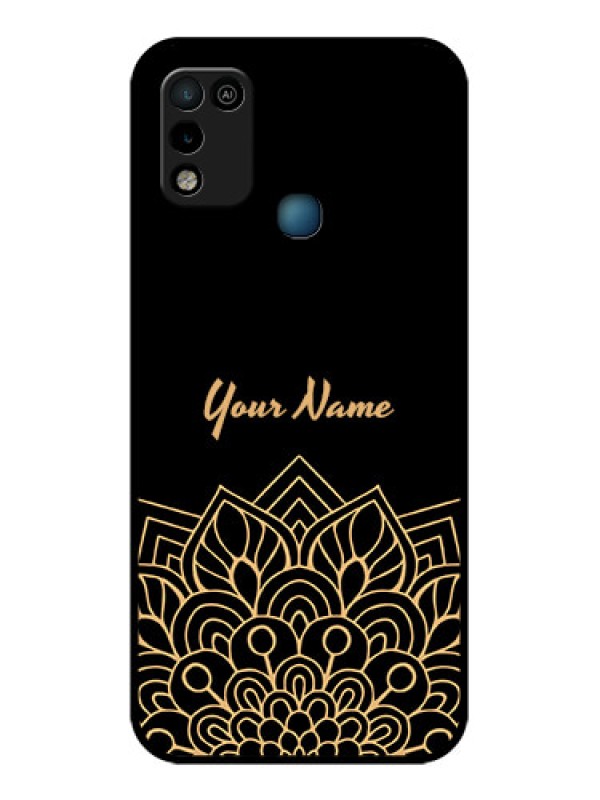 Custom Infinix Smart 5 Custom Glass Phone Case - Golden mandala Design
