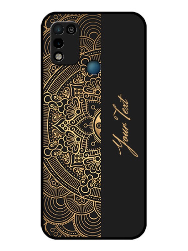 Custom Infinix Smart 5 Photo Printing on Glass Case - Mandala art with custom text Design