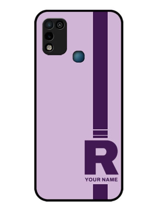 Custom Infinix Smart 5 Photo Printing on Glass Case - Simple dual tone stripe with name Design