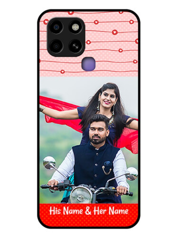 Custom Infinix Smart 6 Personalized Glass Phone Case - Red Pattern Case Design