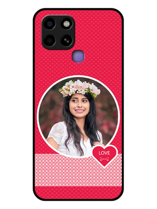 Custom Infinix Smart 6 Personalised Glass Phone Case - Pink Pattern Design