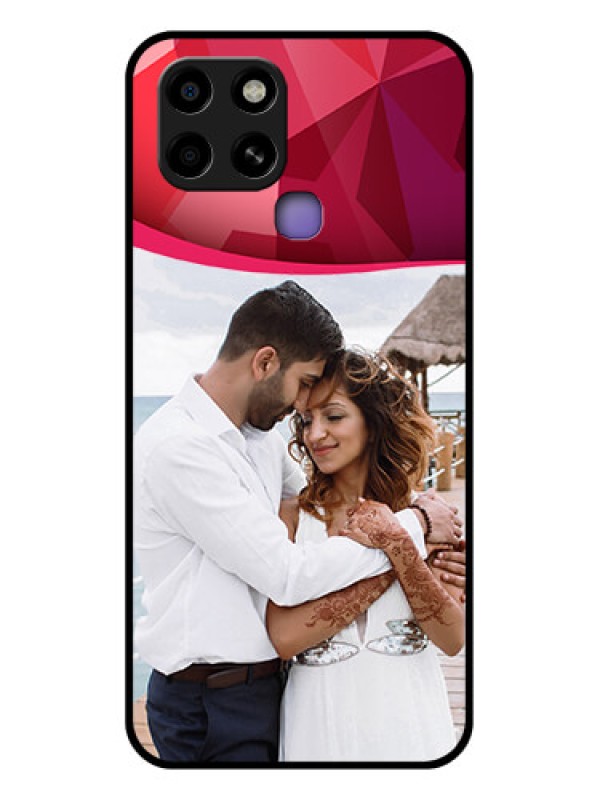 Custom Infinix Smart 6 Custom Glass Mobile Case - Red Abstract Design