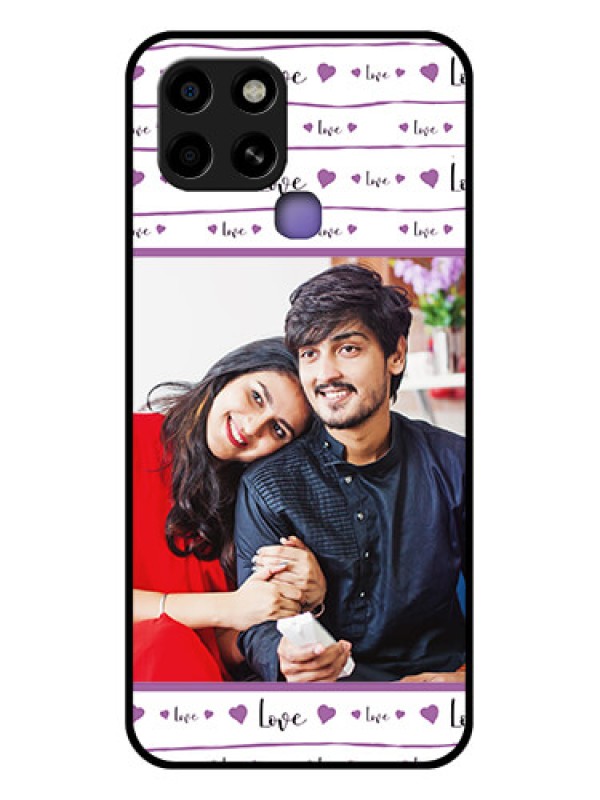 Custom Infinix Smart 6 Custom Glass Mobile Case - Couples Heart Design