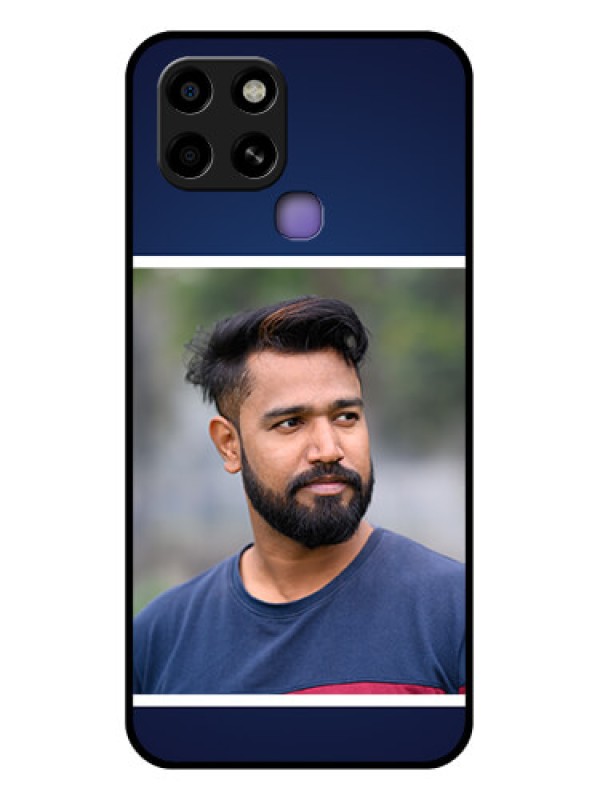 Custom Infinix Smart 6 Personalized Glass Phone Case - Simple Royal Blue Design