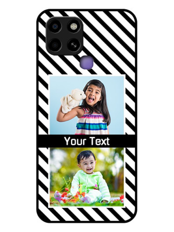 Custom Infinix Smart 6 Photo Printing on Glass Case - Black And White Stripes Design