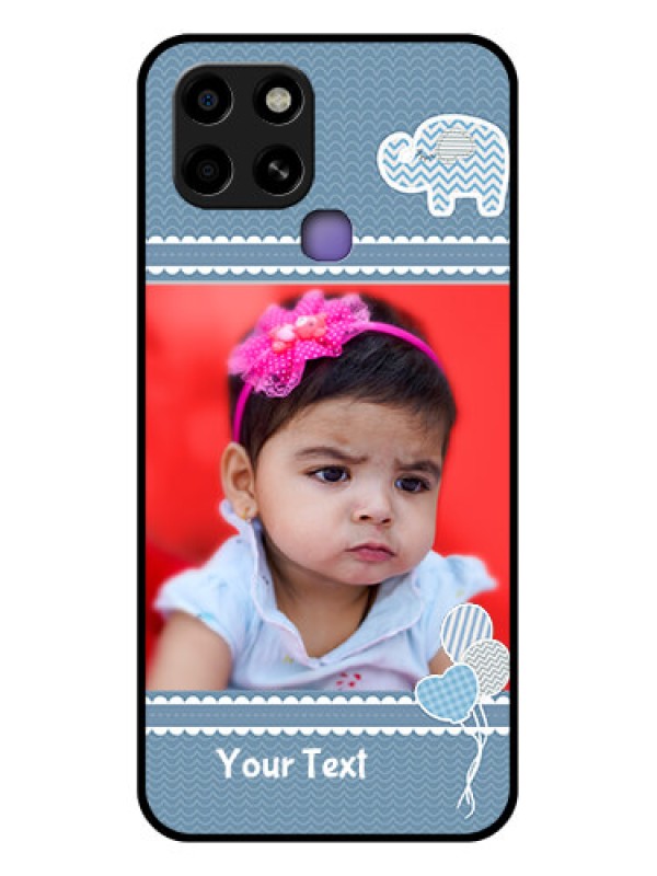 Custom Infinix Smart 6 Photo Printing on Glass Case - with Kids Pattern Design