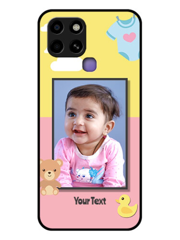 Custom Infinix Smart 6 Photo Printing on Glass Case - Kids 2 Color Design