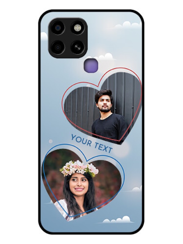 Custom Infinix Smart 6 Custom Glass Mobile Case - Blue Color Couple Design