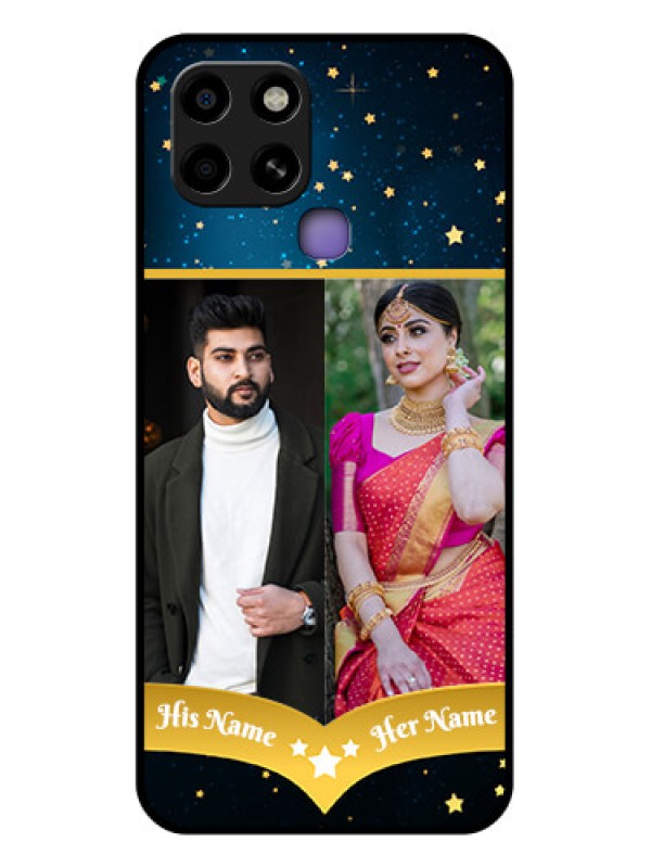 Custom Infinix Smart 6 Custom Glass Phone Case - Galaxy Stars Backdrop Design