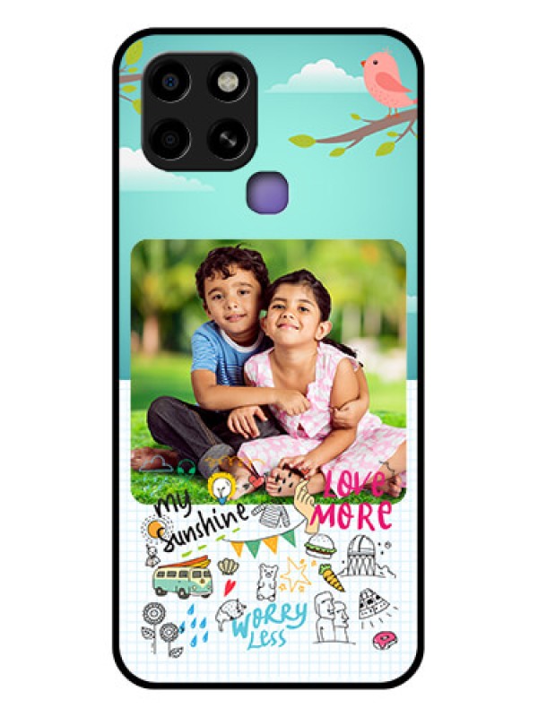 Custom Infinix Smart 6 Photo Printing on Glass Case - Doodle love Design
