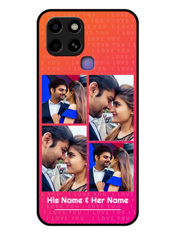 Custom Infinix Smart 6 Custom Glass Phone Case - I Love You Pink Design