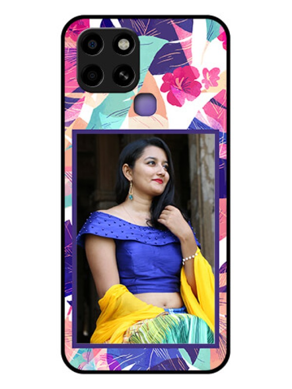 Custom Infinix Smart 6 Custom Glass Mobile Case - Abstract Floral Design