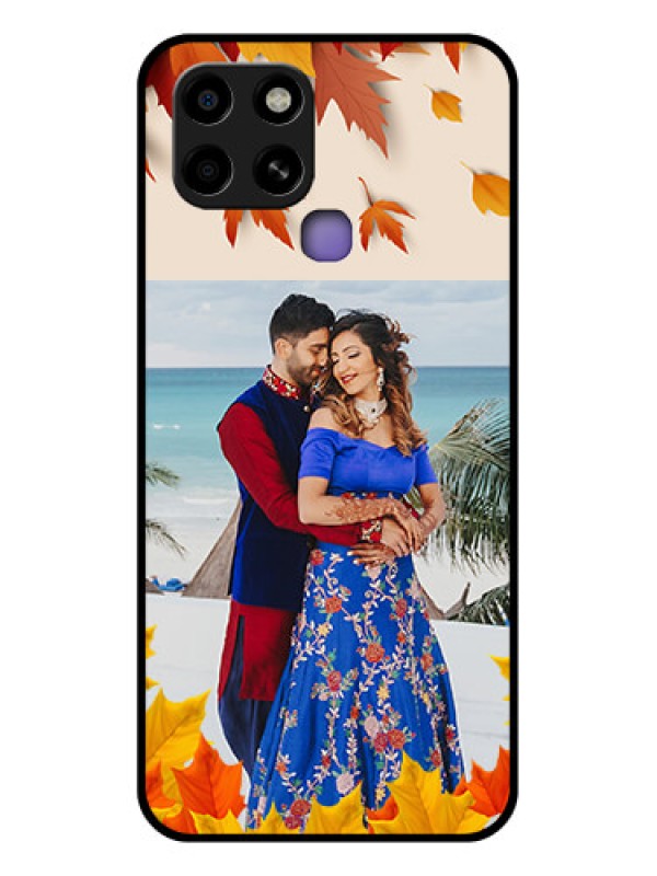 Custom Infinix Smart 6 Photo Printing on Glass Case - Autumn Maple Leaves Design