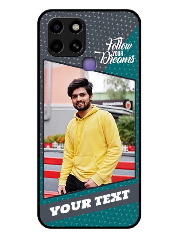 Custom Infinix Smart 6 Personalized Glass Phone Case - Background Pattern Design with Quote