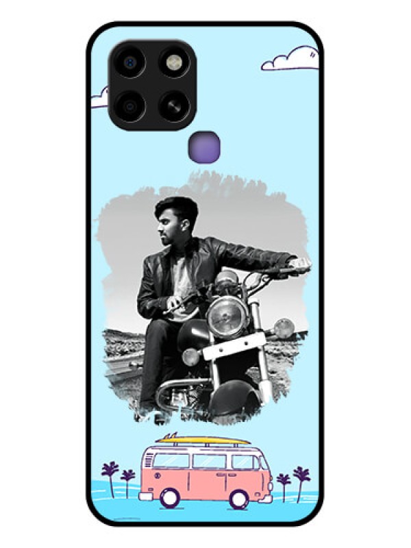 Custom Infinix Smart 6 Photo Printing on Glass Case - Travel & Adventure Design