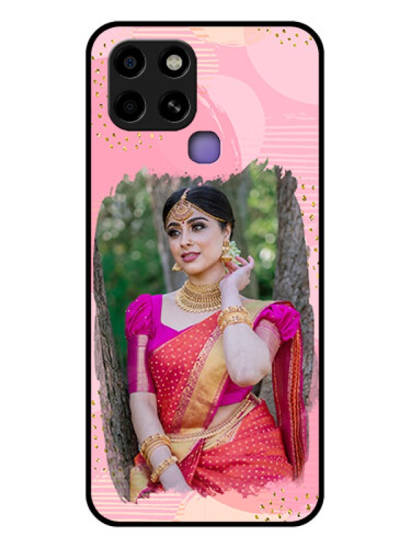 Custom Infinix Smart 6 Personalized Glass Phone Case - Gold Glitter Splash Design