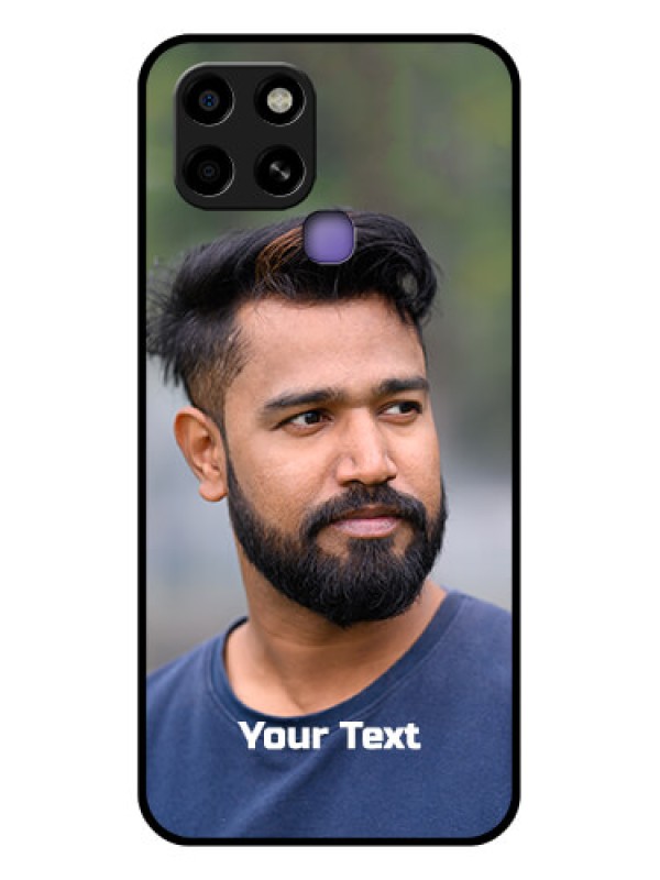 Custom Infinix Smart 6 Glass Mobile Cover: Photo with Text