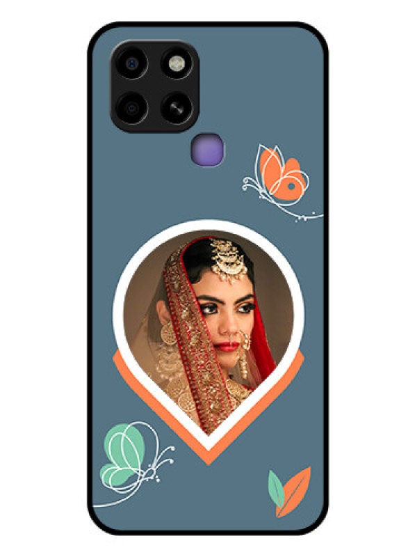 Custom Infinix Smart 6 Custom Glass Mobile Case - Droplet Butterflies Design