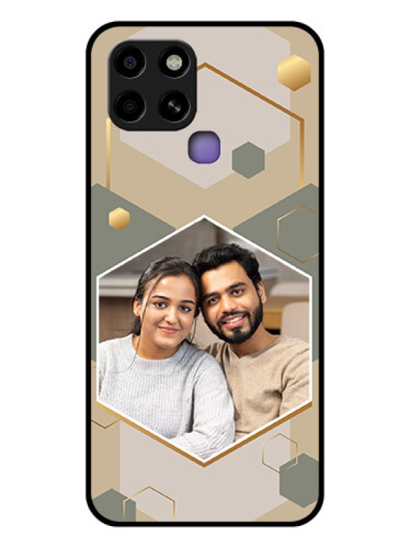 Custom Infinix Smart 6 Photo Printing on Glass Case - Stylish Hexagon Pattern Design