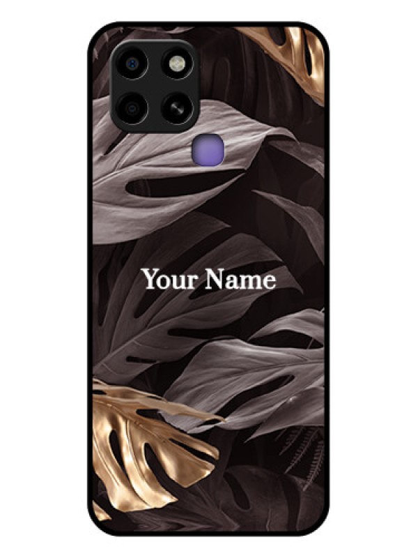 Custom Infinix Smart 6 Personalised Glass Phone Case - Wild Leaves digital paint Design