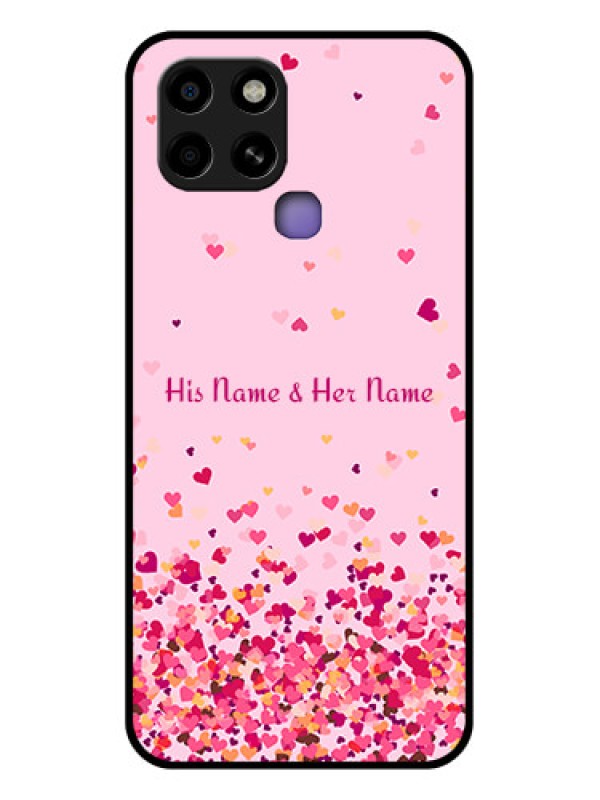 Custom Infinix Smart 6 Photo Printing on Glass Case - Floating Hearts Design