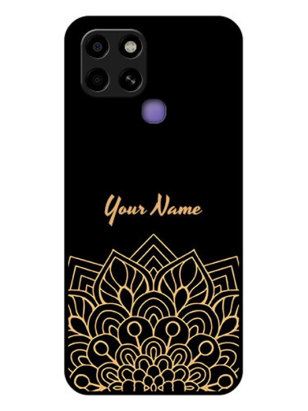 Custom Infinix Smart 6 Custom Glass Phone Case - Golden mandala Design