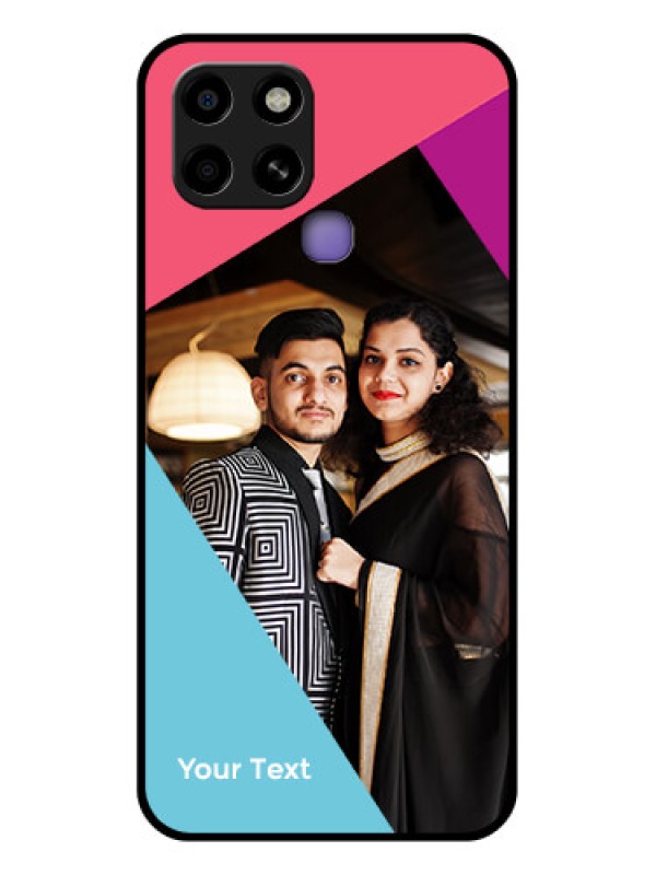 Custom Infinix Smart 6 Custom Glass Mobile Case - Stacked Triple colour Design