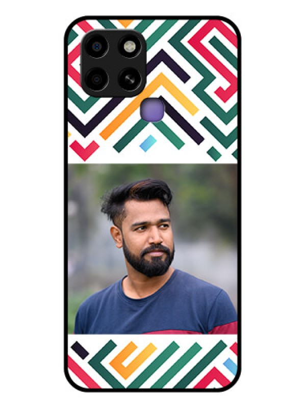 Custom Infinix Smart 6 Personalized Glass Phone Case - Colorful Maze Pattern Design