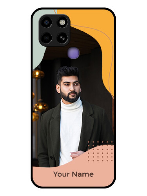 Custom Infinix Smart 6 Personalized Glass Phone Case - Tri-coloured overlay design