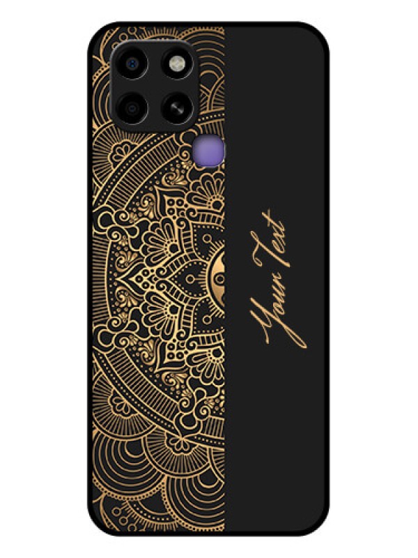 Custom Infinix Smart 6 Photo Printing on Glass Case - Mandala art with custom text Design