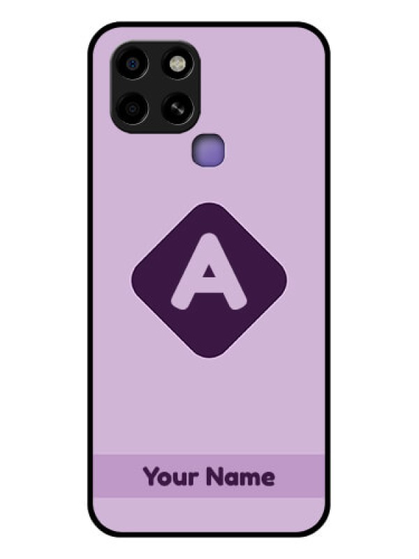 Custom Infinix Smart 6 Custom Glass Mobile Case - Custom Letter in curved badge Design