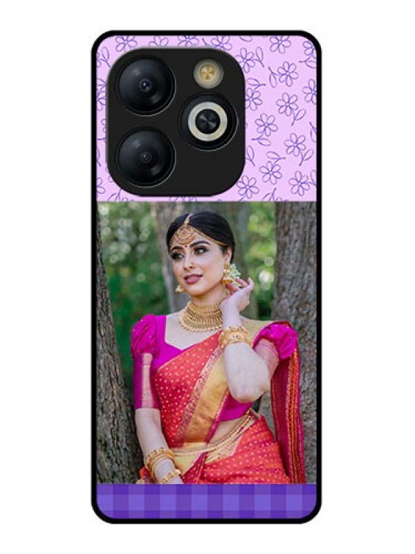 Custom Smart 8 HD Custom Glass Phone Case - Purple Floral Design