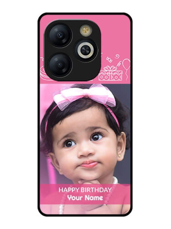 Custom Smart 8 HD Custom Glass Phone Case - With Birthday Line Art Design